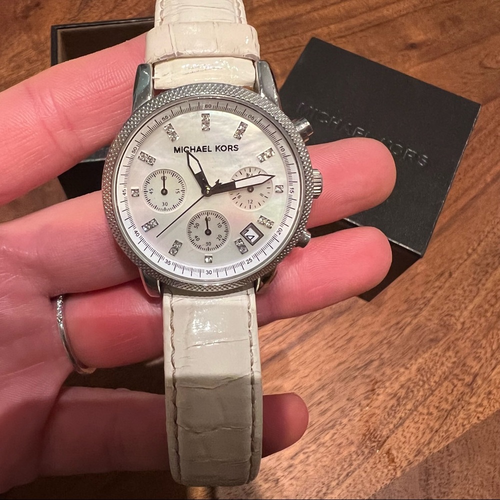 White Michael Kors Leather Watch